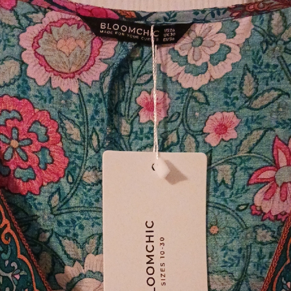 BloomChic Teal and Rust Floral Maxi Dress